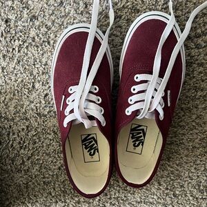 Vans Burgundy Canvas Shoes with White Details